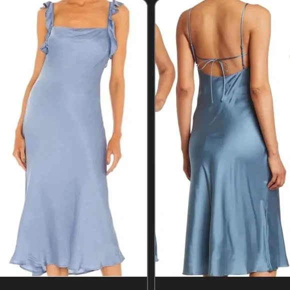 Astr | Dresses | Astr The Label Light Blue Satin Dress | Poshmark